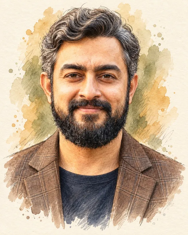 Watercolour portrait of Anu Ashok