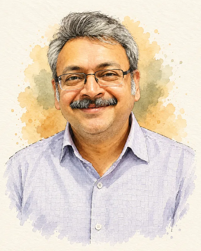 Watercolour portrait of Rajesh Madhavan