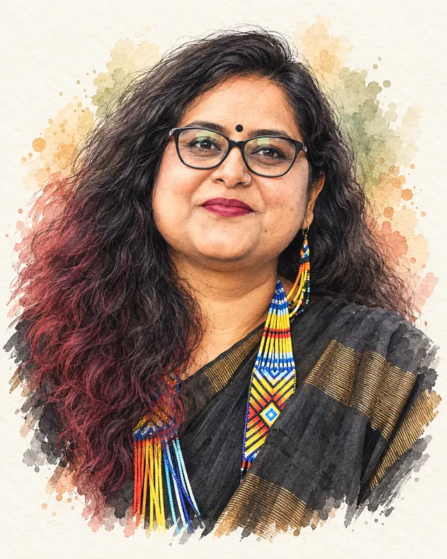 Watercolour portrait of Tejal Vasavada